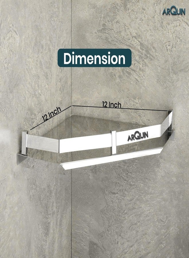 ARQUIN Bathroom Corner Shelf | Side Stand for Wall 12x12 Inch Kitchen Shelf 304 Stainless Steel Corner Shelf for Kitchen Shelf and Rack Wall Mounted Storage Corner Stand Diamond Shape - Image 3